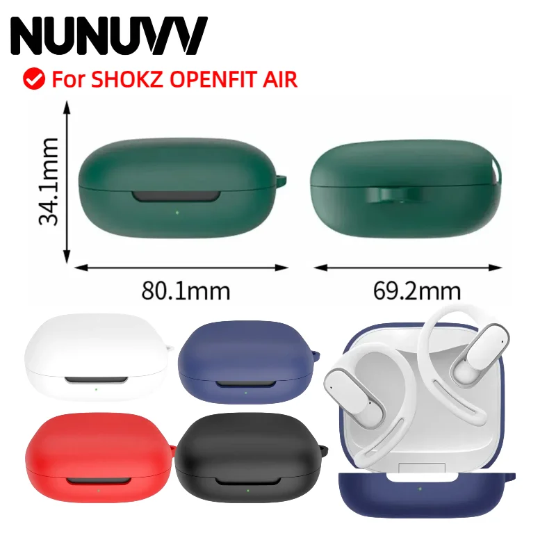 

NUNUVV Silicone protect Case New Soild Color Earbuds Sleeve Washable Buds Cover for SHOKZ OPENFIT AIR Home/Travel/Dustproof