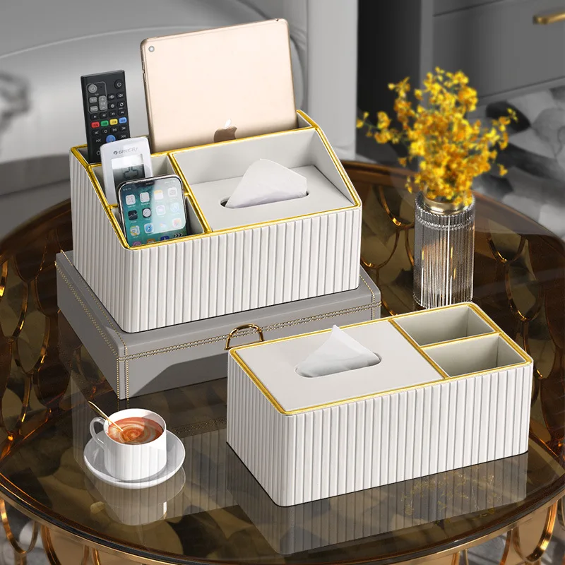 Paper Box Household Paper Box Leather Paper Box Multifunctional Napkin Box Desktop Coffee Table Remote Control Storage Box