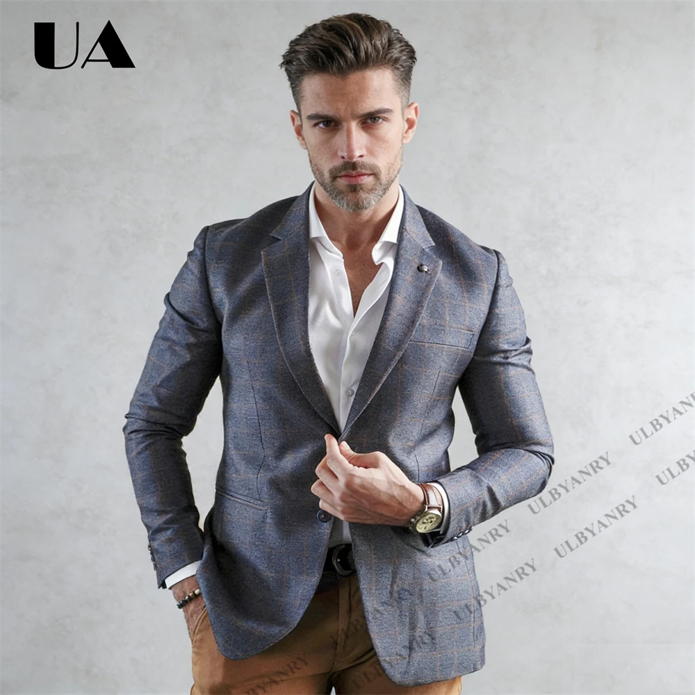 

ULBYANRY Mens Formal Business Suit Blazer Plaid Single-Breasted Suit Jacket Wedding Party Guest Suit
