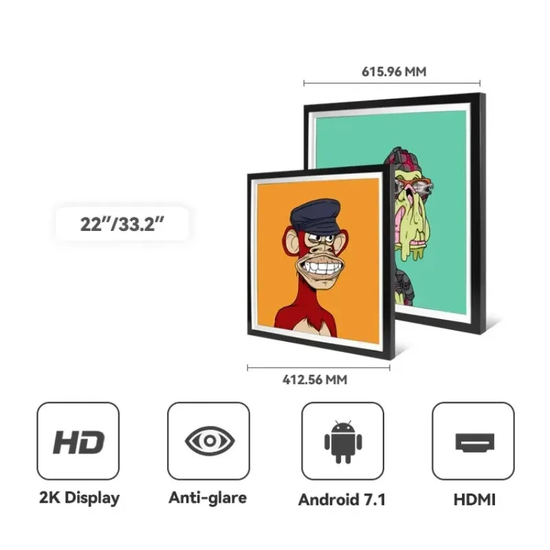 Hd Advertising Square Lcd Screen Display Video Nft Art Picture Wifi Digital Photo Frame