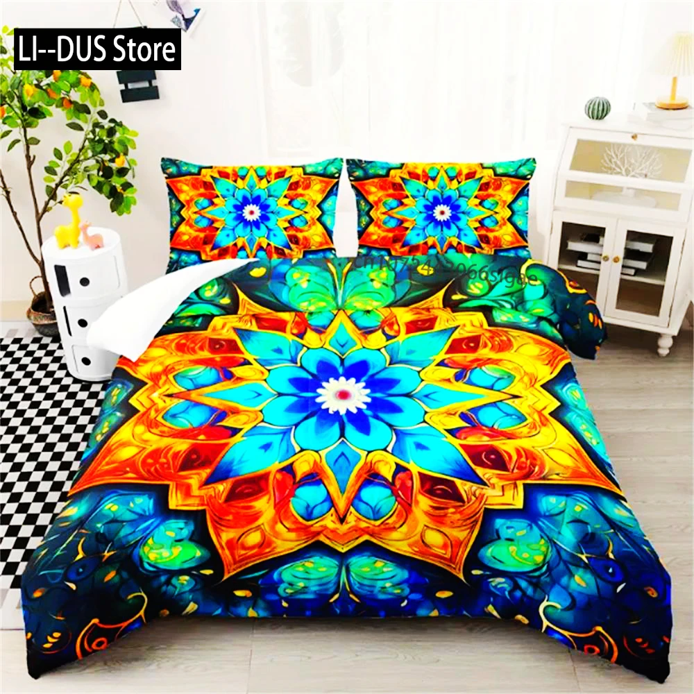 

Flower Duvet Cover Set, Microfiber Colorful Flower Pattern Bedding Set In A Bag For Women, 1 Duvet Cover And 2 Pillowcases