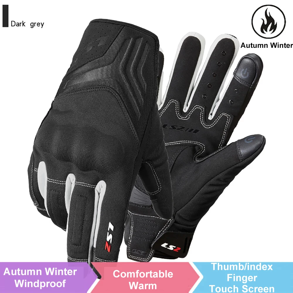 LS2 Original Motorcycle Gloves Men Winter Windproof Warm Waterproof Full Finger Guantes Motocross Riding Gloves Anti-fall Luvas