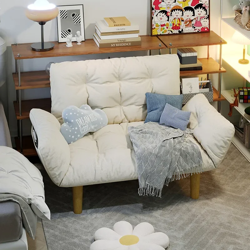 for Small Apartment Sofa Lazy Double Removable Washable Rental Room Bedroom Reclining Dual Purpose Tatami Technology Cloth