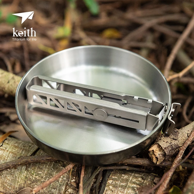 Keith Titanium 122g Ultralight Folding Pans 140ml Fried Steak Cooking Eggs Portable Outdoor Camp Picnic Cooker Ti6032
