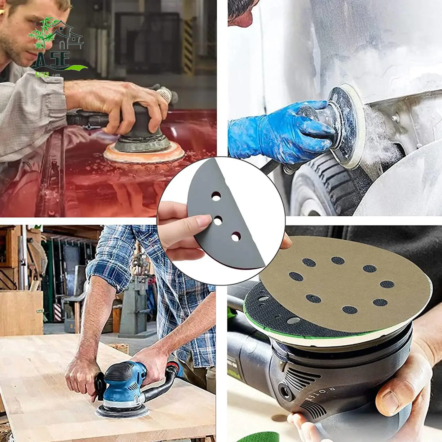 

A05E-30Pcs 5-Inch Sanding Disc Sets, Hook&Loop 5-Inch 8-Hole Combination (800/1000/1500/2000/3000/5000) Sandpaper Mix