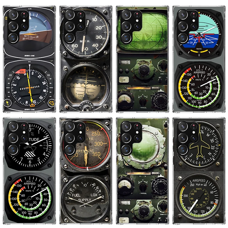 Aviation Aeroplane Helicopter Cockpit Instrument Phone Case for Samsung Galaxy S24 S23 S22 Plus S21 FE S20 Ultra S10 S10E S9 S8