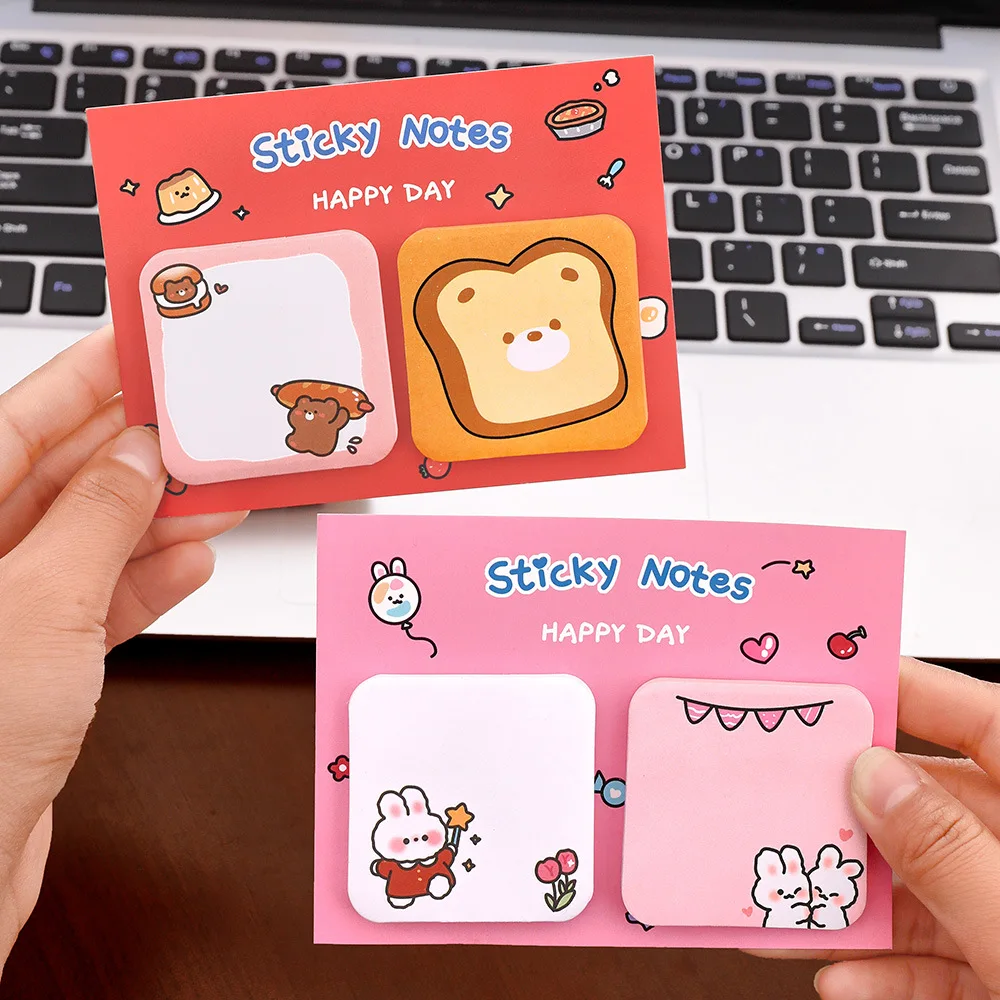 4Pcs/Set Kawaii Cartoon Animal Rabbit Bear Sticky Notes Sticker Cute Lovely Puppy Memo Pad School Office Stationery Scrapbooking