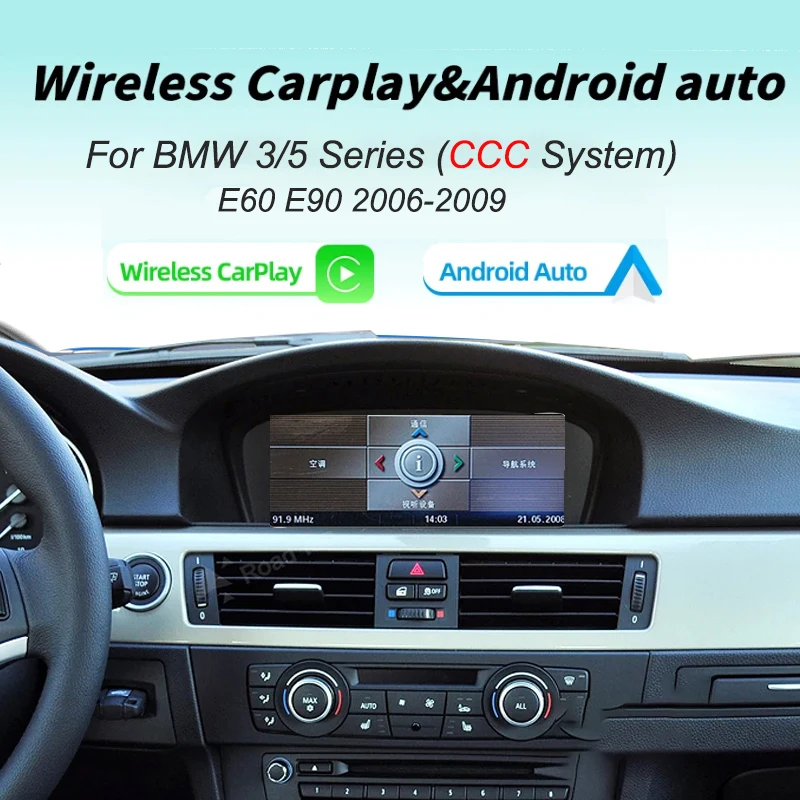 

Wireless Carplay Android Auto Interface For BMW E60 E61 E90 E91 E92 3/5 series CCC system Mobile Phone Connected Reverse Camera