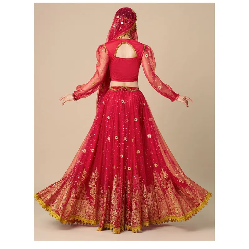 Customized Halloween Cosplay Costume Western Princess Belly Dance Costumes Big Dress Exotic Performance Clothes Set 2-7Pcs