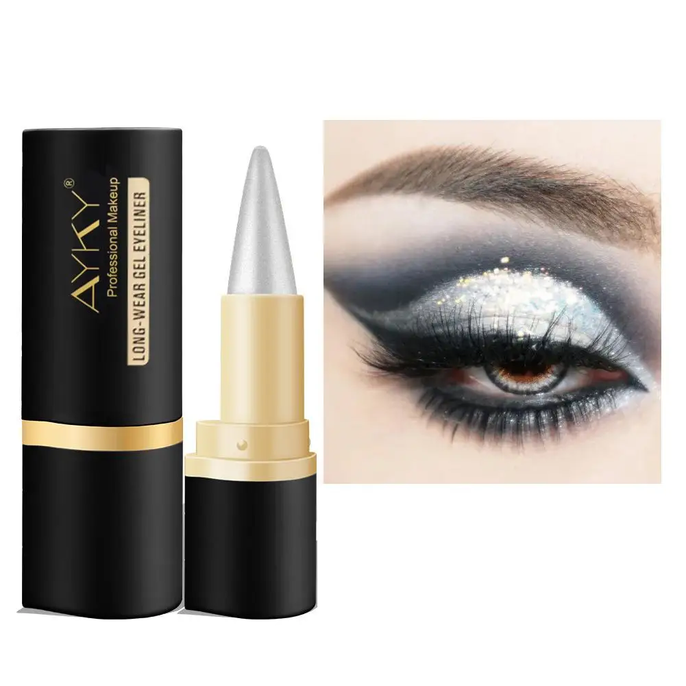 Black Waterproof Eyeliner Quick-drying Single Head Gel 24 Thick Eyeliner Long-lasting Hours Smooth Cosmetic Solid Matte Smo G3S3