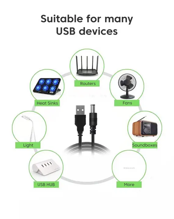 Olaf WiFi to Power bank Cable Connector DC 5V to 12V USB Cable Boost Converter Step-up Cord for Wifi Router Modem Fan Speaker