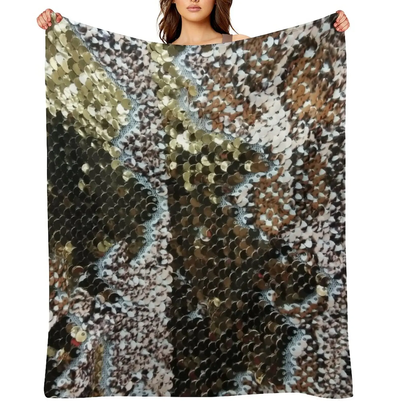 

Sequins in Snake Skin Pattern Throw Blanket Hair Comforter Camping Luxury Throw Blankets