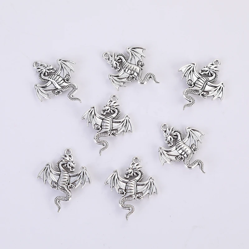 Vintage 10 pcs/lot dragon Charms Jewelry Making DIY handmade Earrings necklace bracelet Crafts