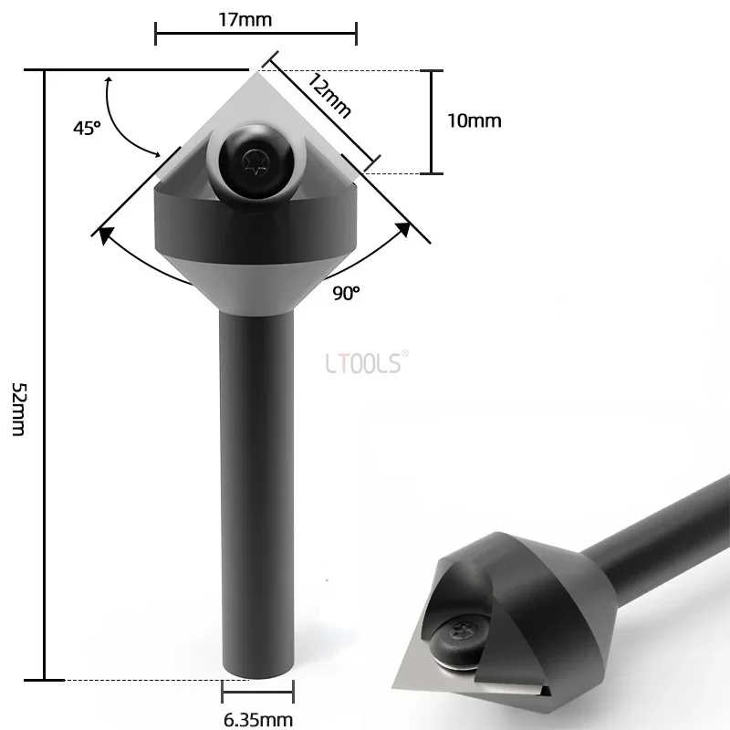 6.35mm frez trzpieniowy 90 stopni w kształcie litery V z płaskim węglikiem fazowym do grawerowania nóż do drewna narzędzie do przycinania do