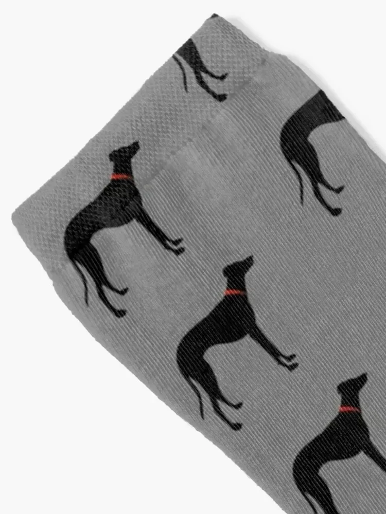 Black sighthound silhouette with collar Socks Christmas Thermal man winter gifts Men Socks Women's