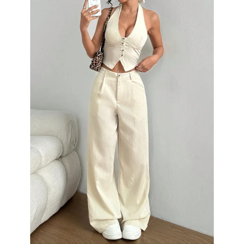 

Linen Sleeveless Set Women's Summer Fashion Dress Versatile Cross-Border Style Comfortable Breathable Material Casual Chic