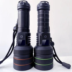 Linterna LED de alta potencia recargable por USB, potente linterna táctica, súper brillante, lámpara impermeable para acampar al aire libre