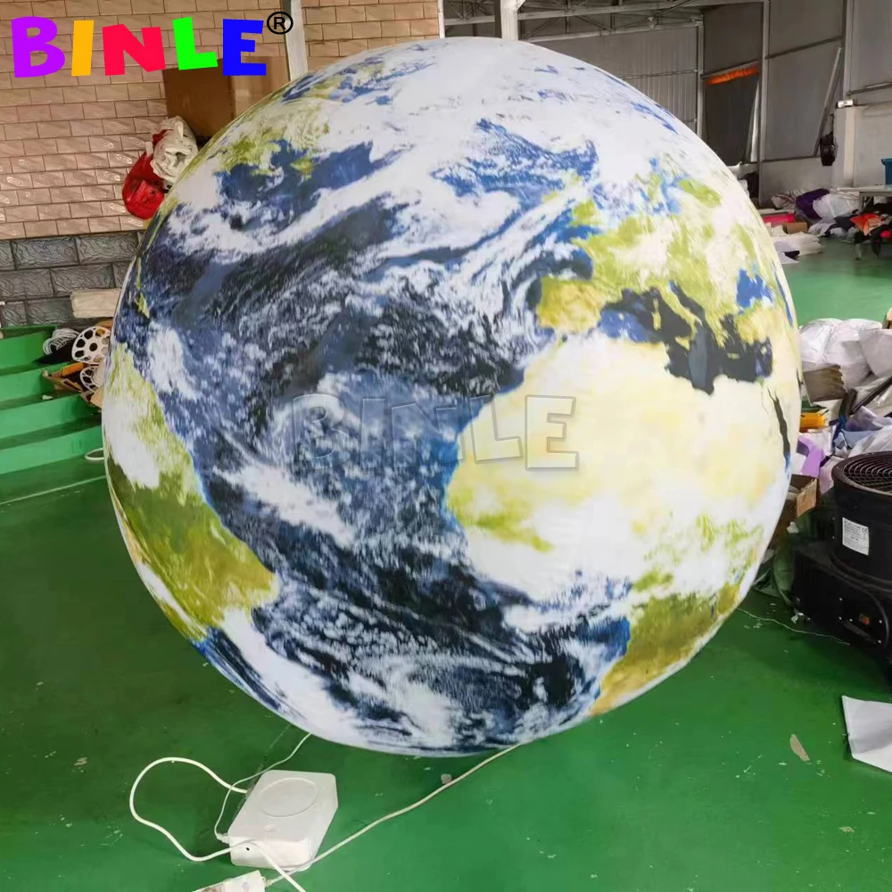 Espaço tema festa decoração grande inflável globo da terra bola com lâmpada led pendurado gigante balão planeta inflável