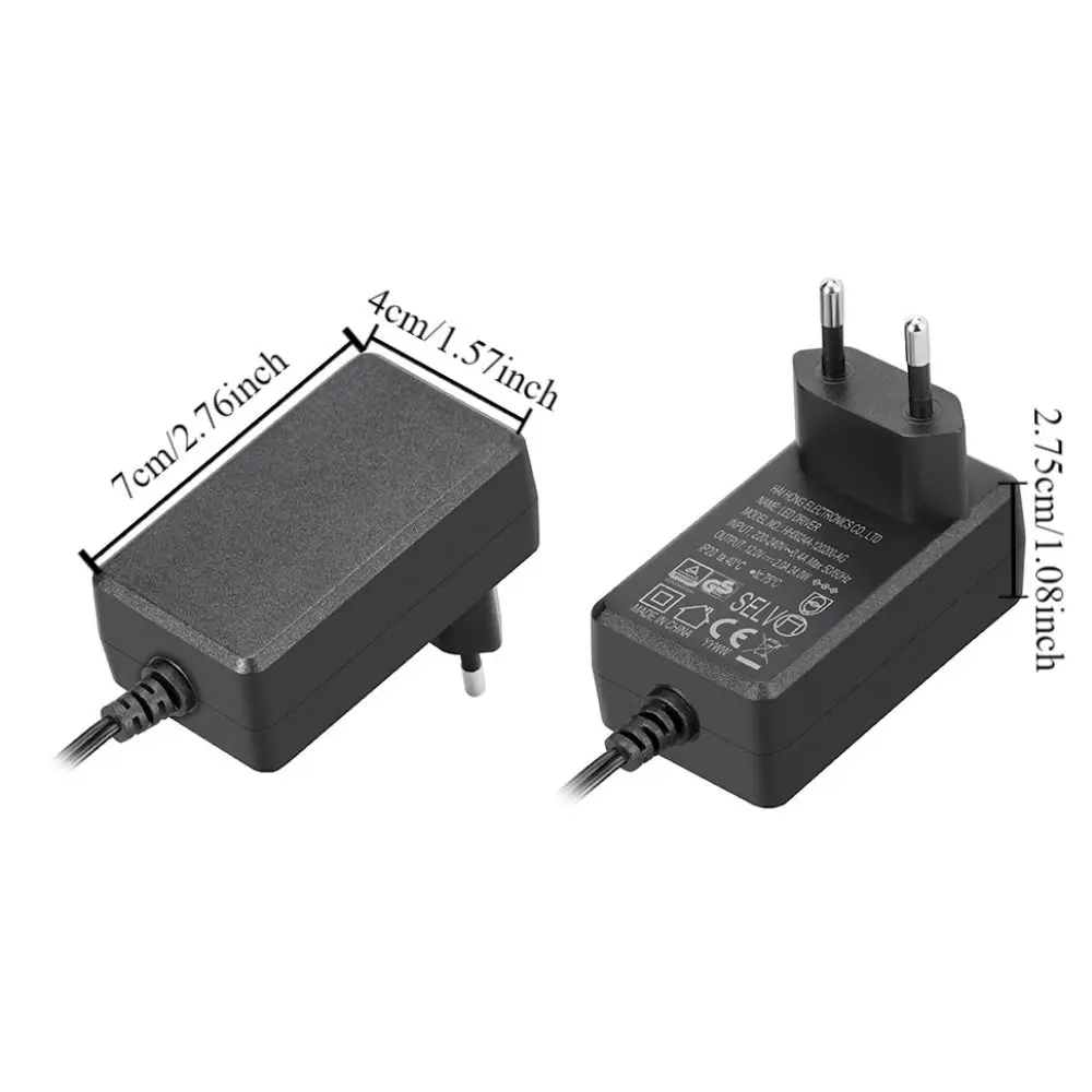 Adaptador de corriente Universal para impresoras de fuente de alimentación, convertidor de cargador de CC, negro, 12V, 2a, 24V, 1A, 5,5mm X 2,1