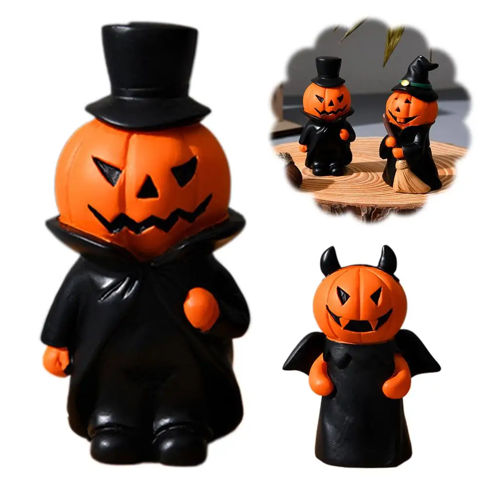 

Фигурки тыквенных трюков, ручная роспись, тыква из смолы, многоразовые миниатюрные фигурки для Хэллоуина, домашняя полка, стол, фурок P4A7