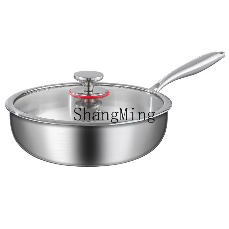 

DSA food grade stainless steel wok household deepened non-stick induction cooker uncoated flat bottom wok