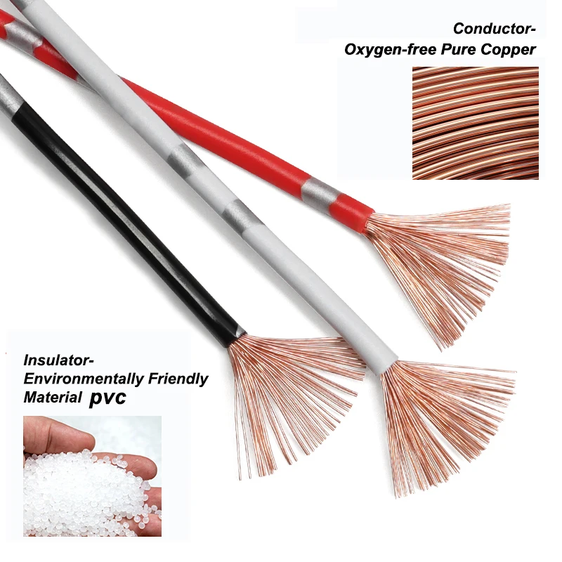 2 - 100 متر AVSS سلك السيارة 22 20 18 16 14 13AWG PVC مكبر صوت تلقائي كابل تعديل الصوت مرن سلك طاقة من النحاس النقي #3