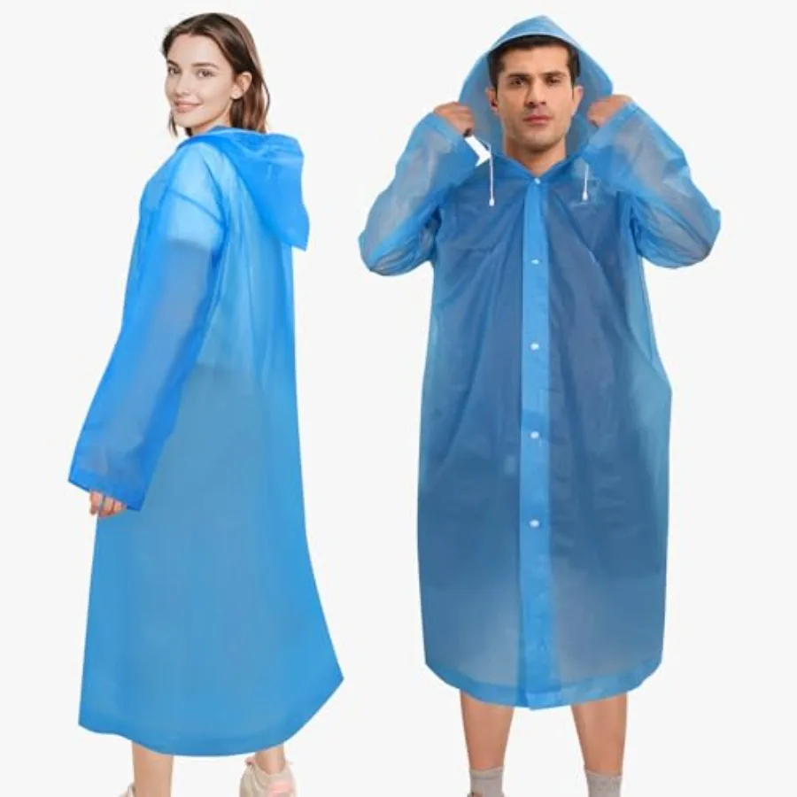 

Rain Ponchos for Adults Reusable 2 Pack,Waterproof EVA Raincoats with Hood and Drawstring for Women and Men