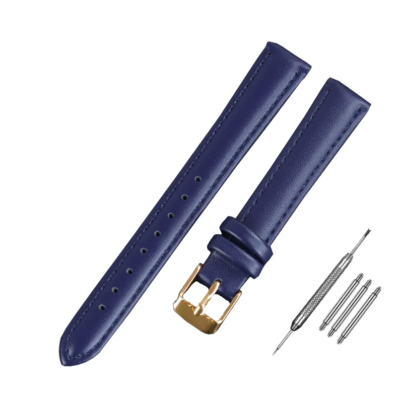Soft Watch Leather Strap Parts Accessories Green Purple Royal Blue Durable Genuine Leather Band 10mm 12mm 14mm 16mm 18mm-24mm