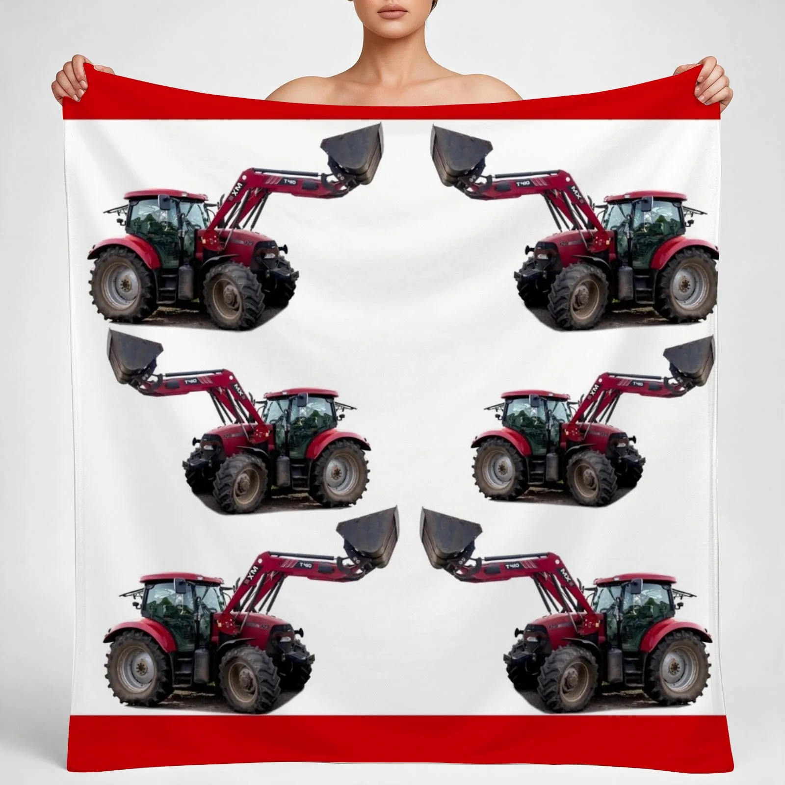 red tractor Throw Blanket couch cozy soft plush fuzzy picnic outdoor blanket