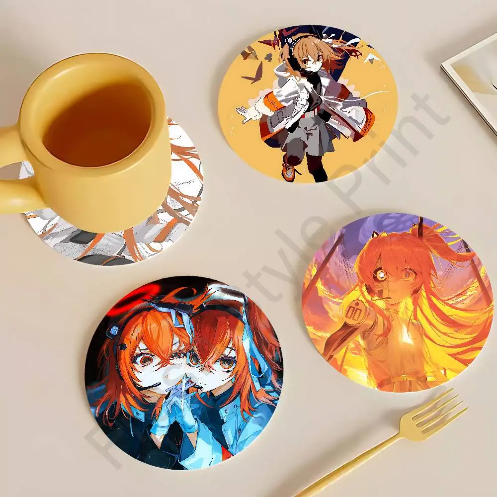 

Cute A-Adachi R-Rei Heat Resistant Round Wooden Coasters Non-slip Drink Cafe Decoration 2D Flat Color Print Coasters