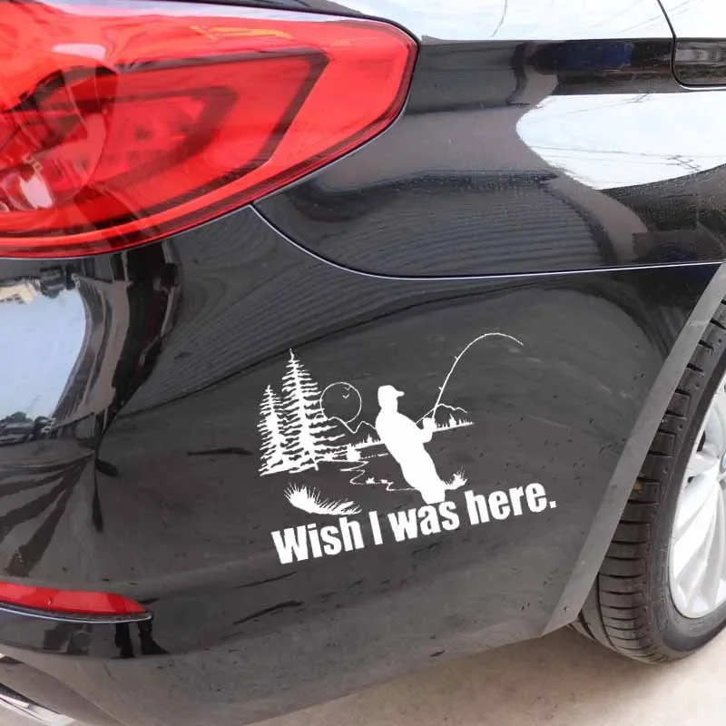 車のステッカー Hope I Am Here 車のステッカー 釣り 漁師 狩猟 屋外 PVC 車の装飾ステッカー ブラック/ホワイト、18cm*13cm