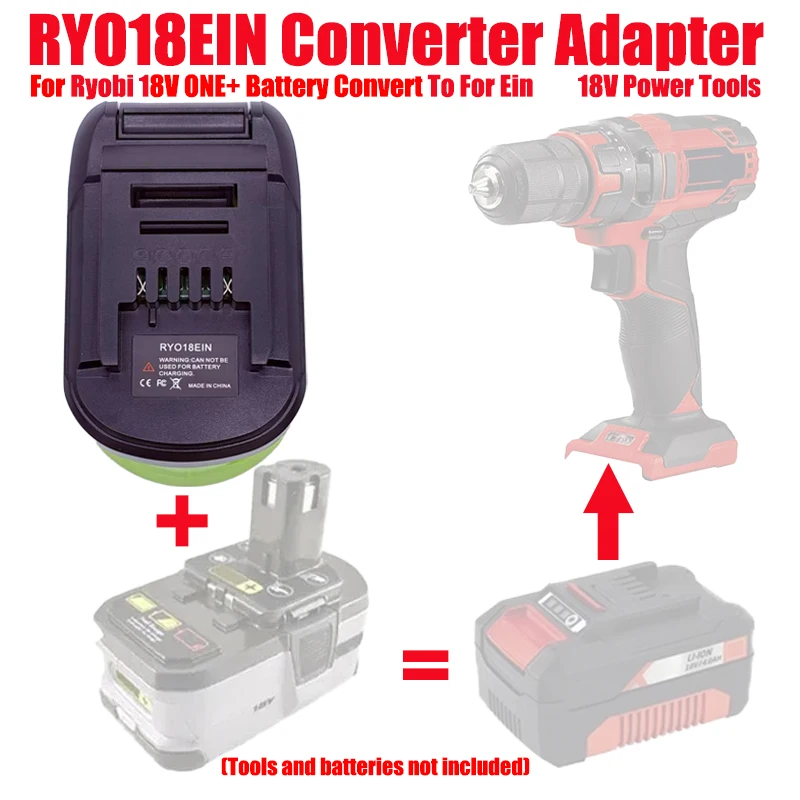 

ALASICKA Battery Adapter Converter RYB18EIN for Ryobi 18V ONE+ Battery Convert To Work for EIN 18V Battery Cordless Power Tools