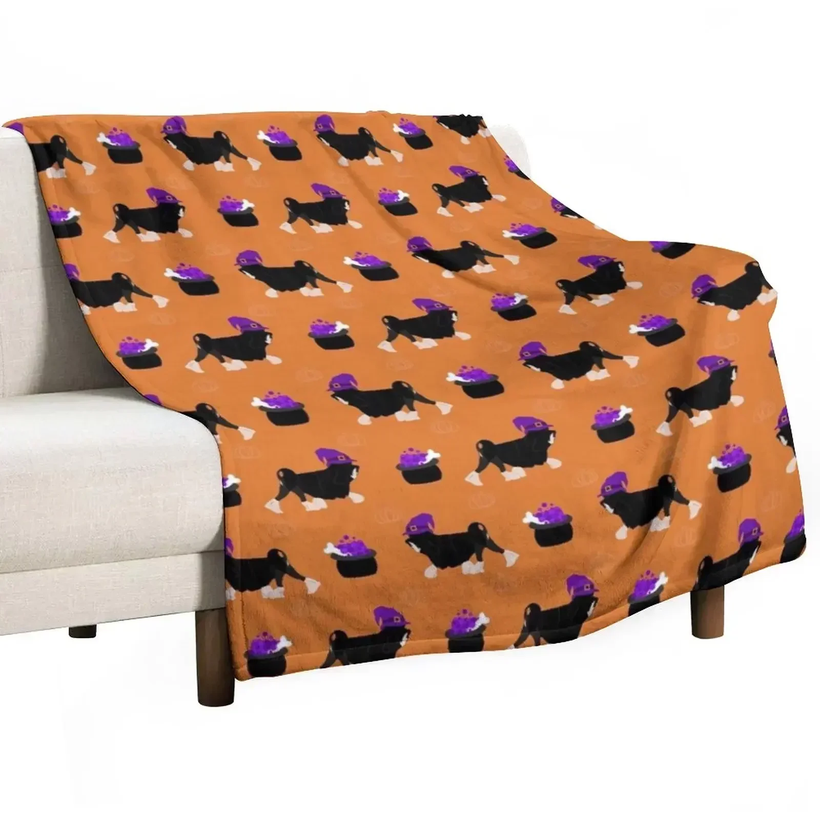 Witchy Lowchen Pattern - Black and Silver Throw Blanket Sofa Plaid Luxury Throw Thins Travel Custom Blankets