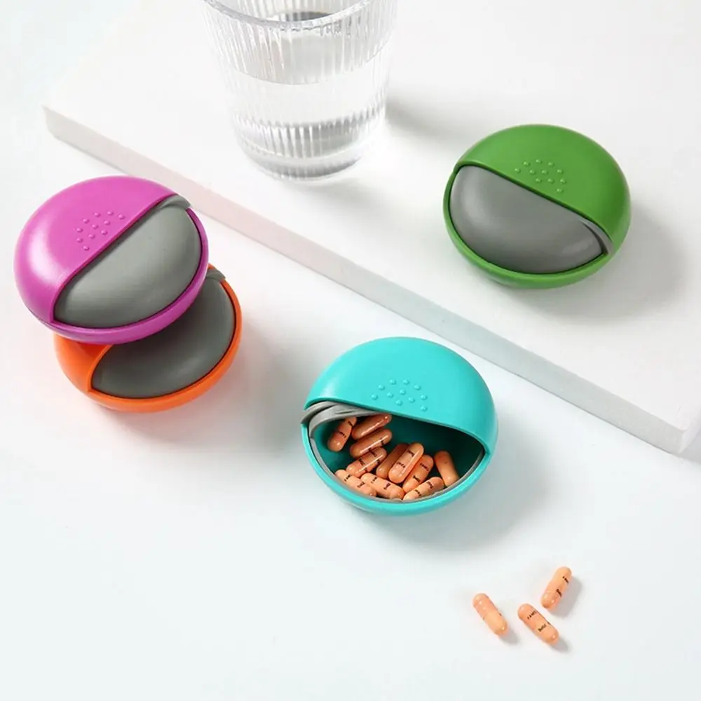 Headphone Storage Case Plastic Round Rotating Pill Box Mini Portable Single Pill Cases Sealed Pill Container Tablet