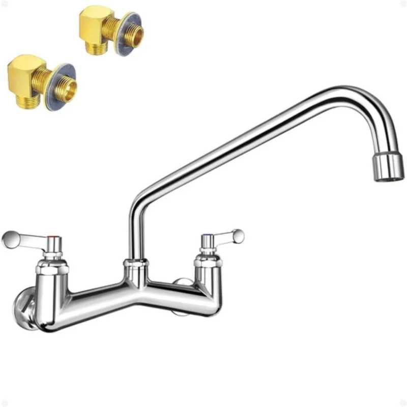 

Commercial Faucet, Kitchen Faucet with Swing Spout, Heavy Duty Wall Mount Faucets Brass Chrome Brushed Kitchen Sink Faucets