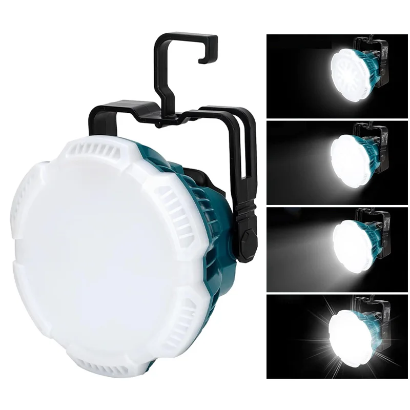 LED Lanterna de acampamento, luz de trabalho sem fio, bateria de lítio 24W, 2400Lumen, Makita Bosch, Dewalt, Milwaukee 14.4V-20V