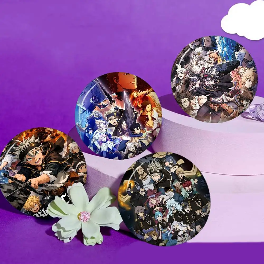 Anime B-Black Hot Clover Anime Button Pin Handmade Brooch For Clothes Cartoon Badge Backpack Decoration Jewelry Accessories