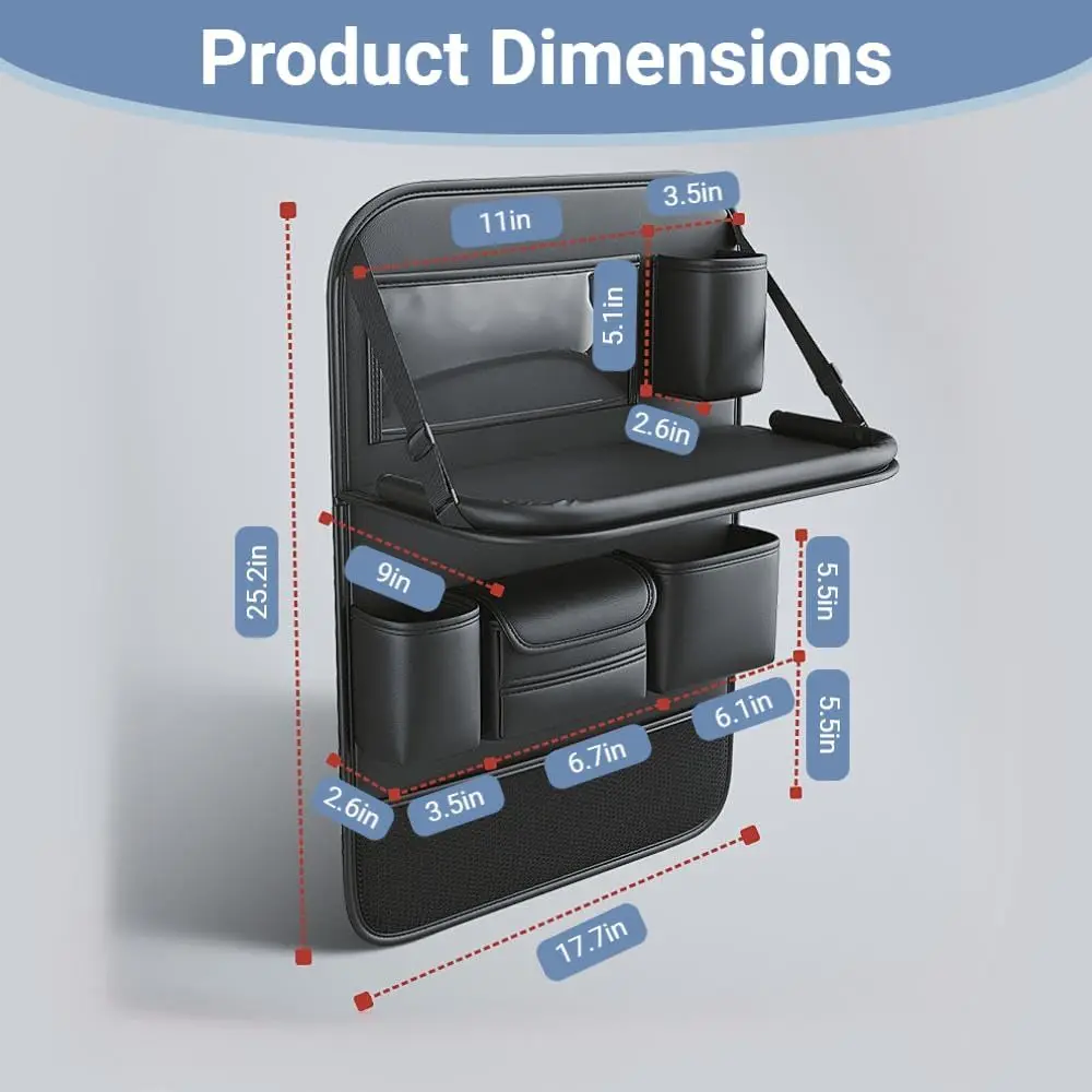 2 Pack Leather Car Backseat Organizer with Foldable Table Tray, Car Seat Back Protector Kick Mats with Tablet Holder, Travel Acc