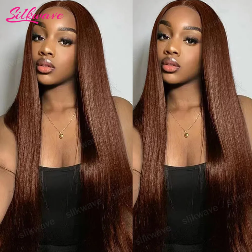 

30-дюймовый прямой парик из шоколадно-коричневых волос с HD-кружевной передней частью 13x4/13x6, плотность 200%, бразильские окрашенные человеческие волосы, для женщин, с предварительно выщипанными прядями