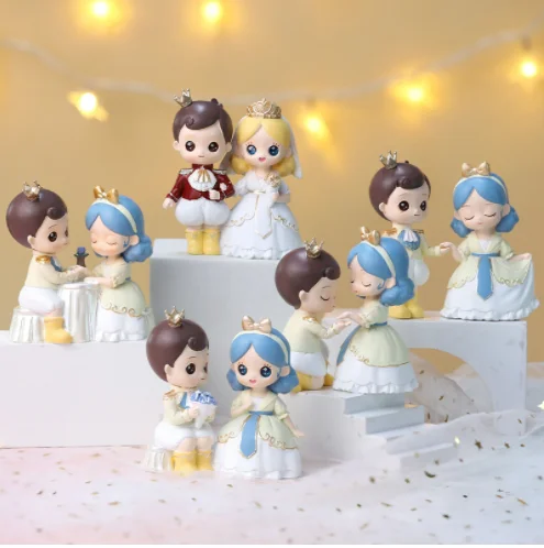 caja misteriosa Prince and Pricess Wedding Cake Topper Doll Figures, Mini Prince Princess Figure Collection Playset