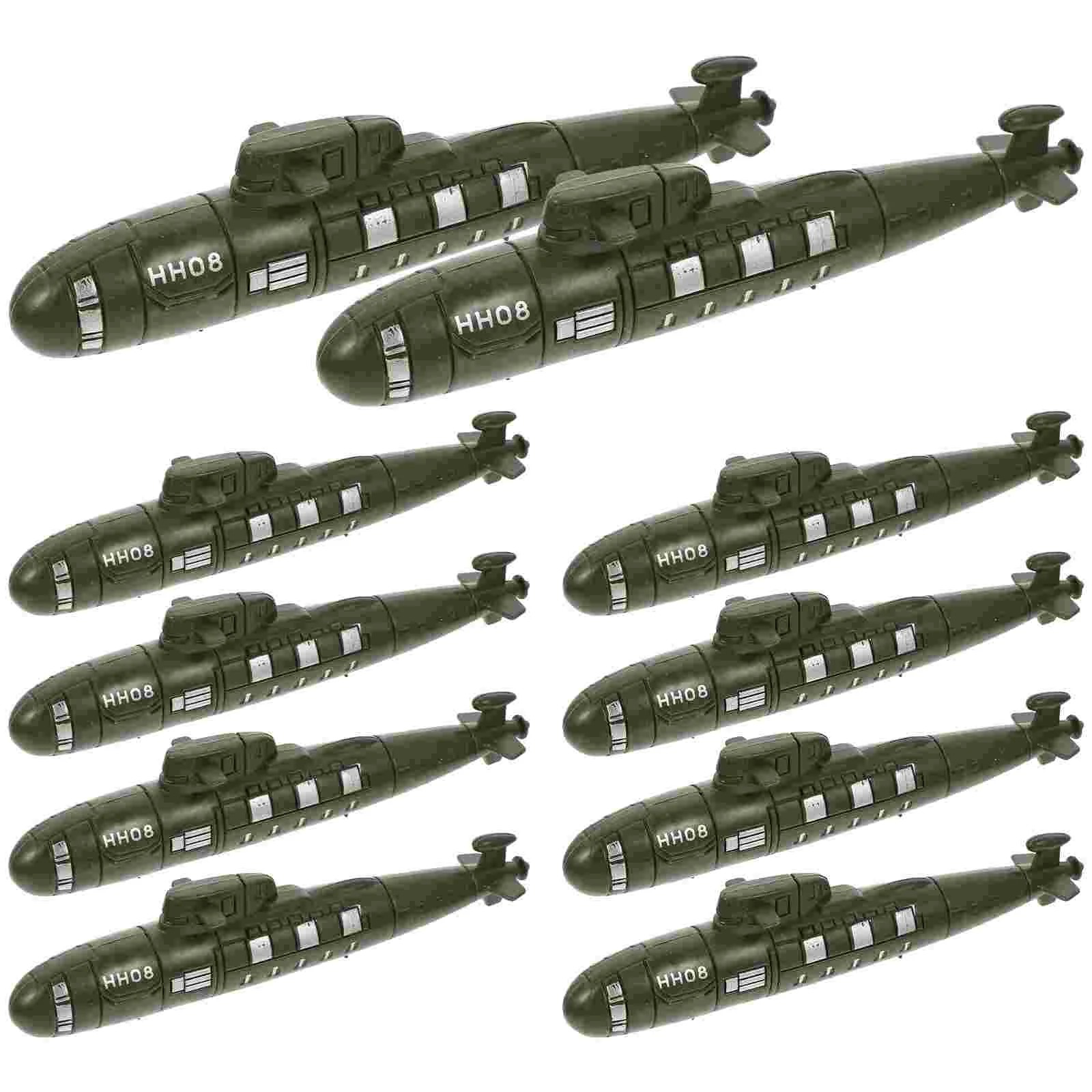 10 Pcs Simulated Submarine Model Ship Kids Submarines Toys Take Bath Green Child