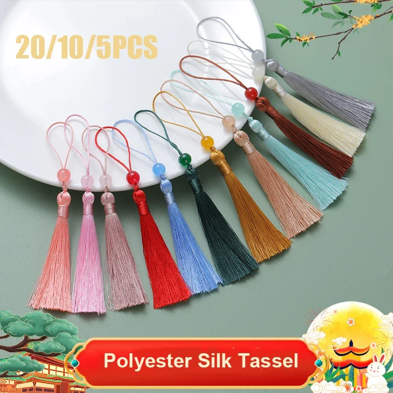 

20/10/5Pcs Silky Handmade Tassel 13cm Soft Craft Mini Tassels With Beads Bookmarks Tassels Jewelry Making DIY Projects Decor