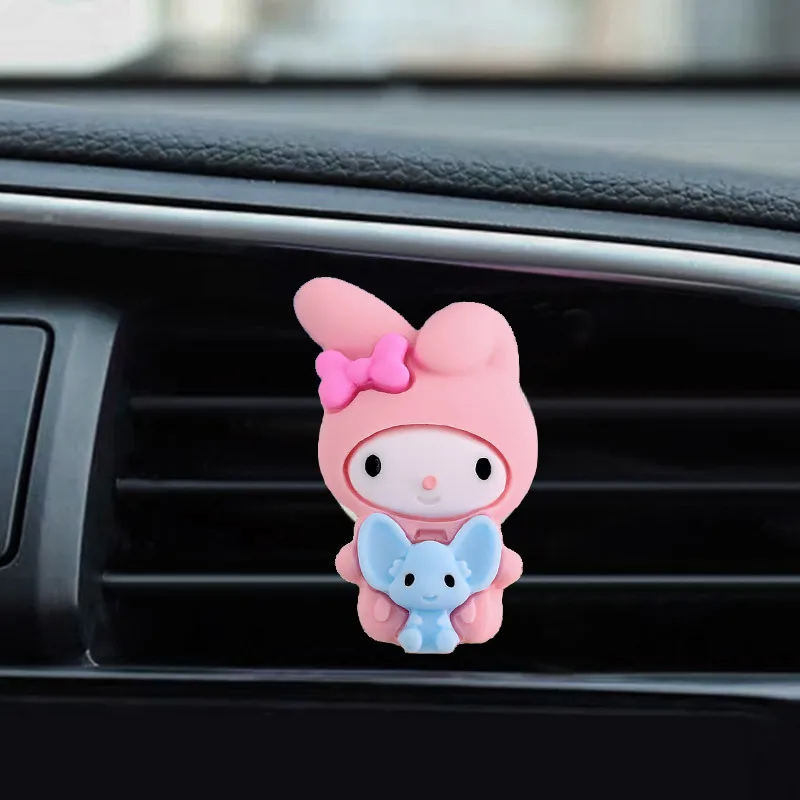 Kawaii Sanrio Kuromi Cinnamoroll Car Air Outlet Fragrance Decoration Melody Cute Car Aromatherapy Ornament Children Charm Gift