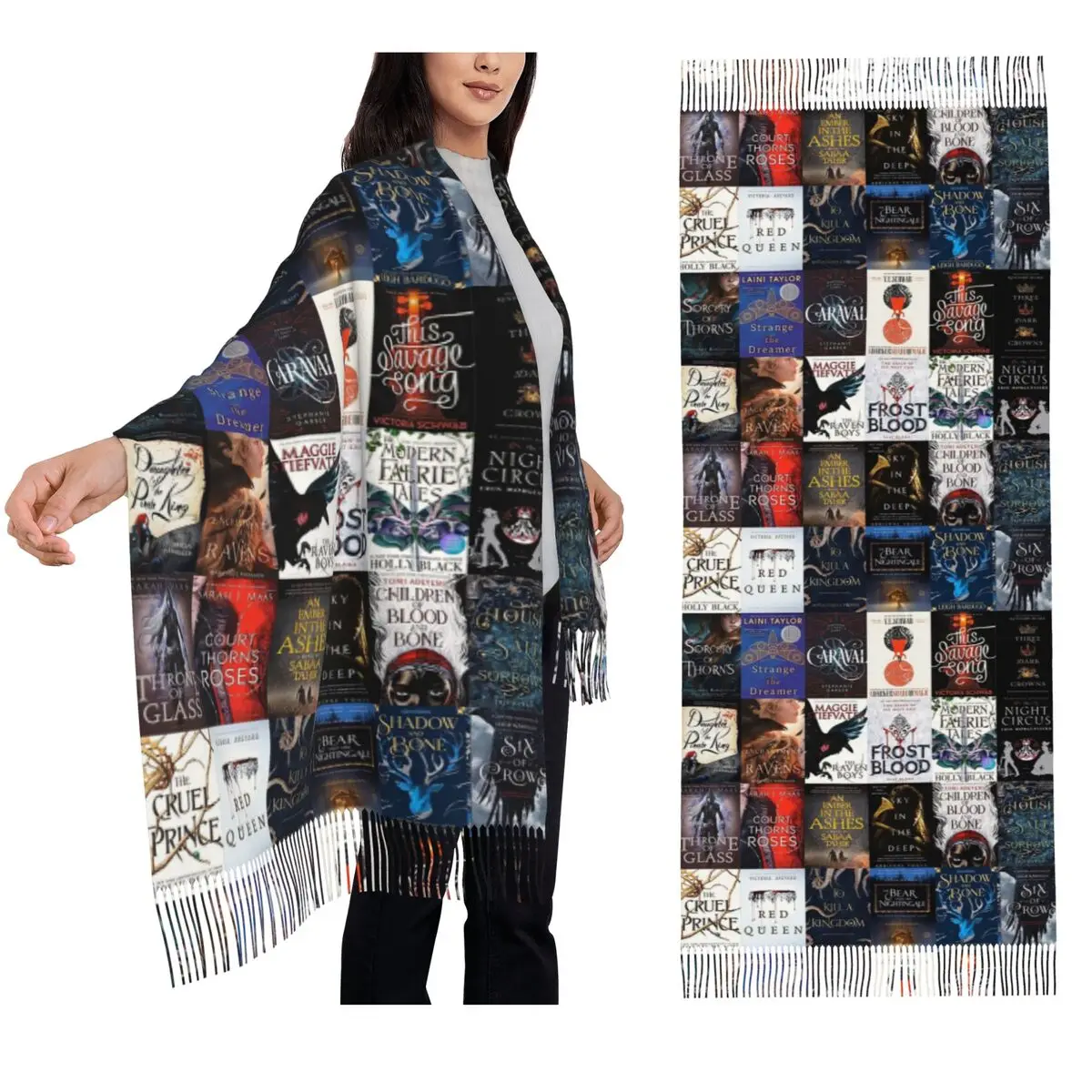 

YA Fantasy Classics шарф с кисточками для женщин мягкие теплые шали и накидки большая осенне-зимняя шаль