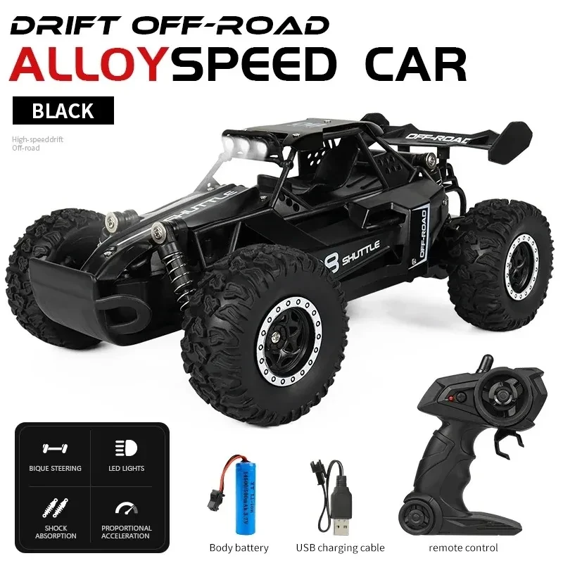 

New 1:16 2.4G 20km/h High Speed Drift Remote Control Car 2WD Alloy Remote Control Off-road Car with LED Light Christmas Gift