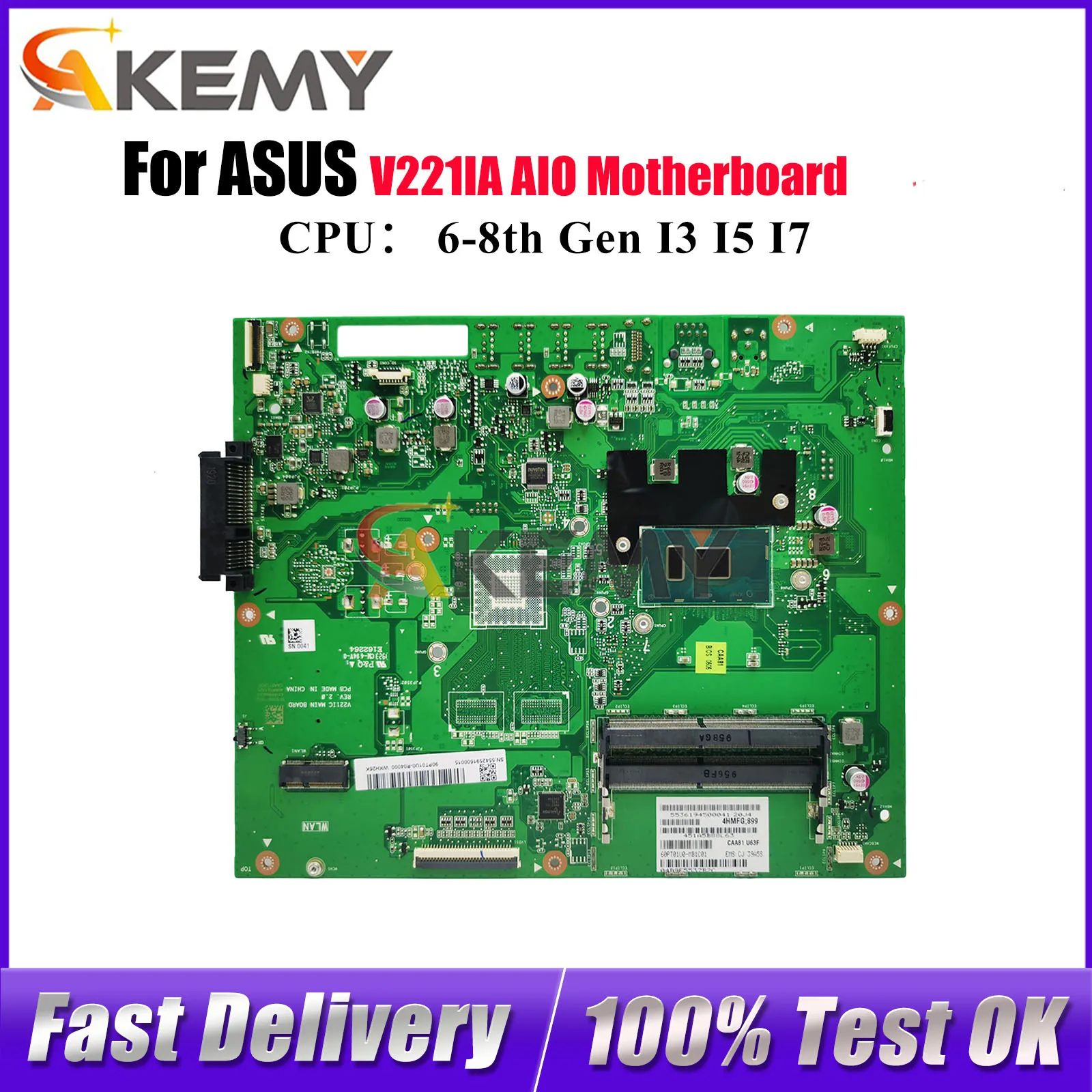 

Материнская плата V221IA для ASUS Vivo AiO V221ID V221I V221IA V221IC, материнская плата с процессором I3 I5 I7, 100% тестирование, ОК, быстрая доставка stk