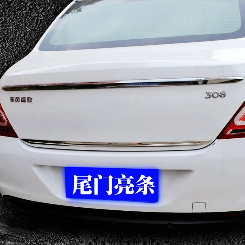 Chrome Trim For Peugeot 508 5008 301 2008 308 408 Car Trunk Cover Door Protector Moldings Back Tailgate Decorative Strips