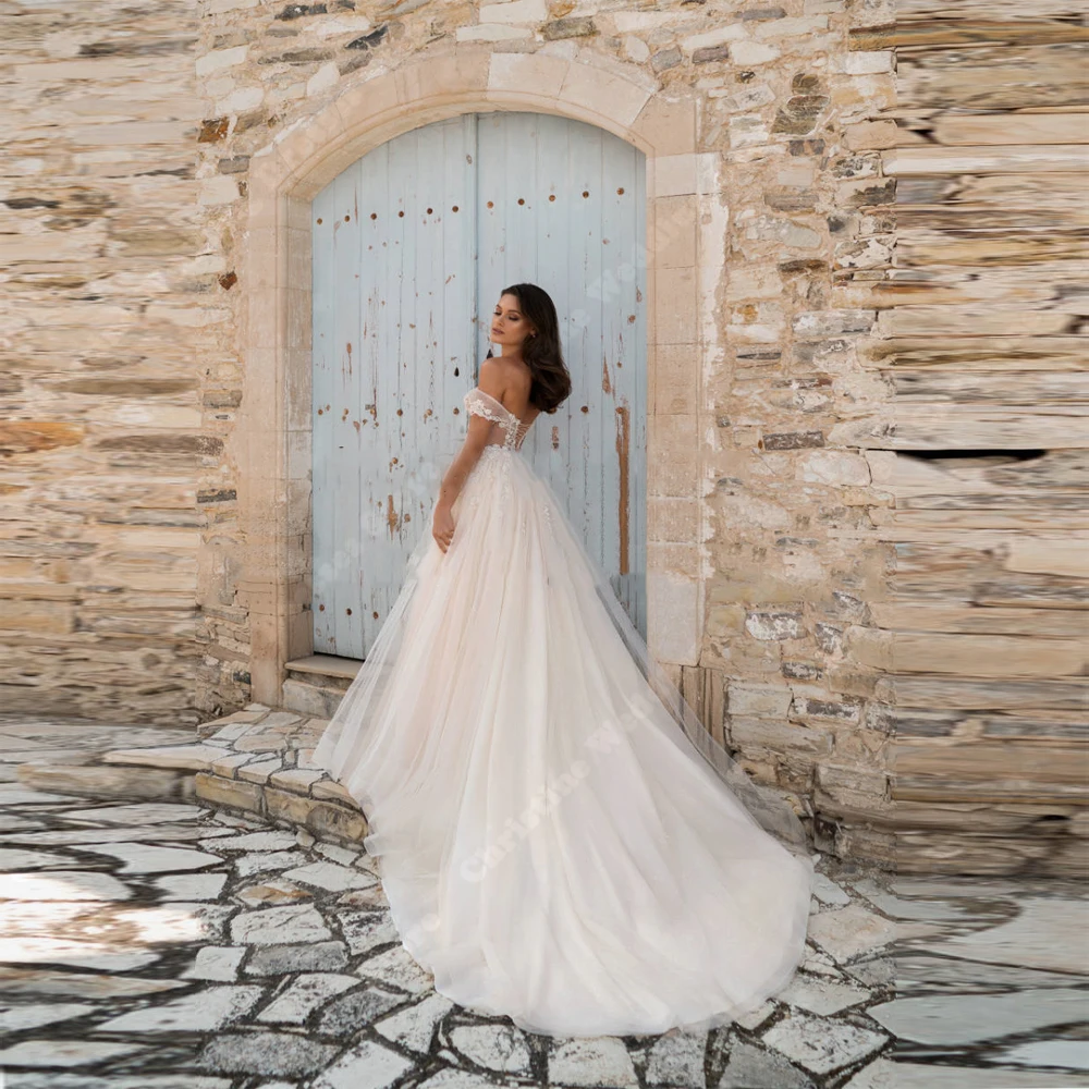 Fascinante vestido De Novia brillante para mujer, Apliques De encaje, personalización avanzada, Vestidos De Novia, dulces Vestidos De banquete De playa