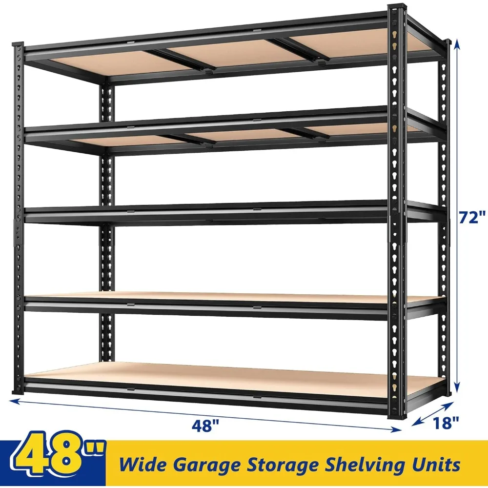 Heavy-Duty 5-Tier Adjustable Metal Garage Shelving with 3000 lbs Capacity, Industrial Strength Storage Solution