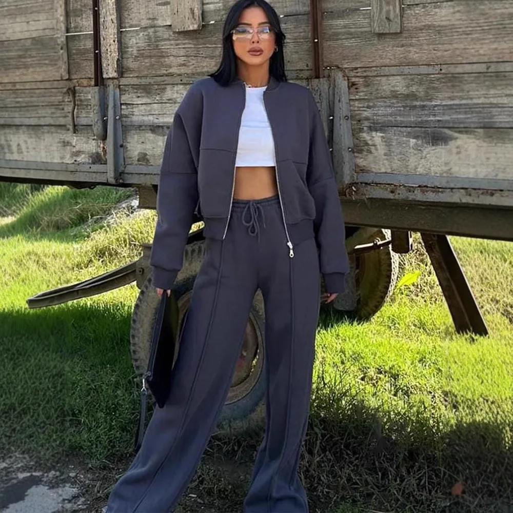 

Модный длинный повседневный костюм, кардиган, женская уличная одежда, спортивный зимний наряд, средний температурный длинный вырез, европейский дизайн